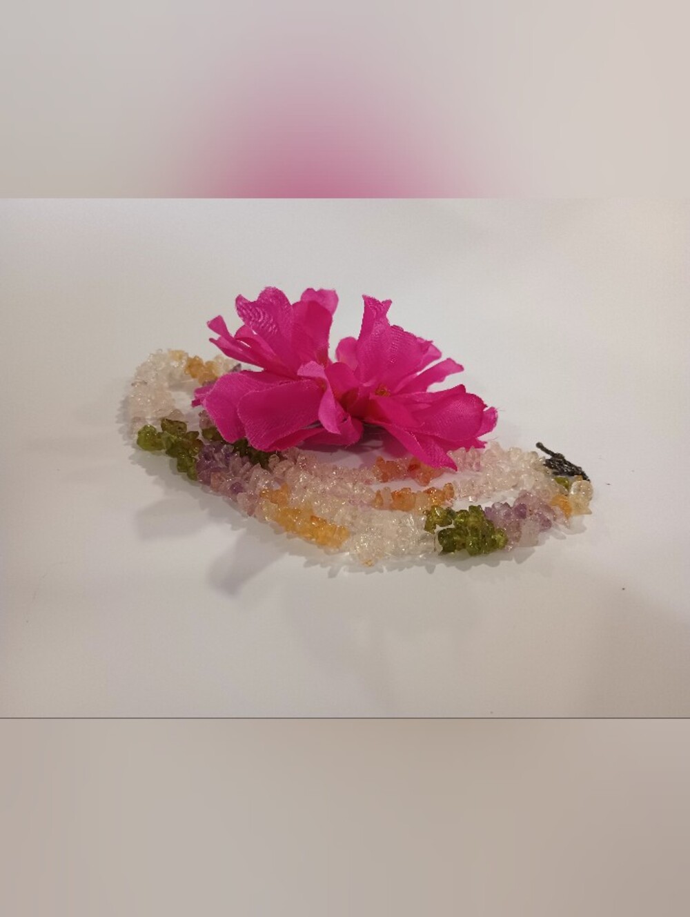 Green, Yellow, Purple and Clear Crystal Necklace